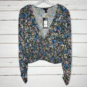 💐New Look Floral Shirred Long Sleeve Top